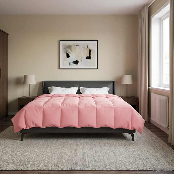 vidaXL Zomer Dekbed Gekwilt Roze 240 x 260 cm Microfiber