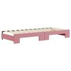 vidaXL Slaapbank met onderschuifbed en lades 90x200 cm fluweel roze