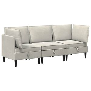 vidaXL Woonkamer Meubelset 3 st Cr&egrave;mekleurig Fluweel