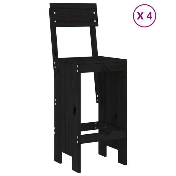 vidaXL 5-delige Barset massief grenenhout zwart