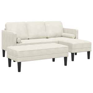 vidaXL Bankstel 2 st Cr&egrave;me Polyester