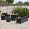 vidaXL Tuinbankenset met kussen 10 pcs Zwart poly rattan