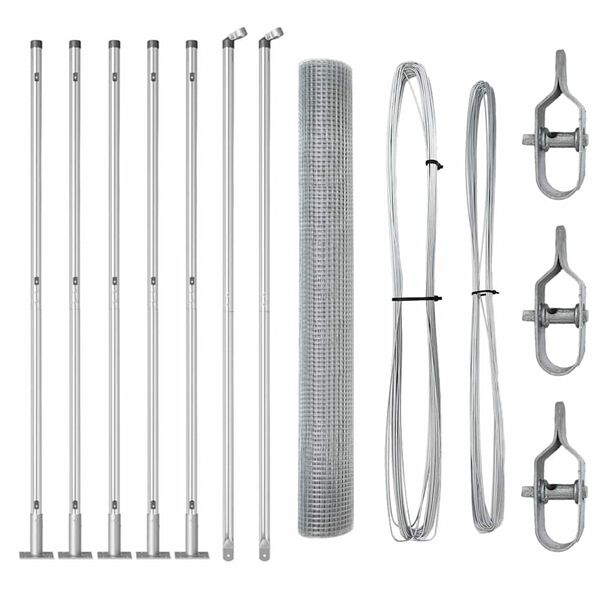 vidaXL Afrasteringspaal Zilver 10 x 1,2 m (16 x 16 mm gaas) Staal