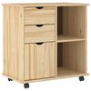 vidaXL Rolling Kast Bruin 63,5 x 39 x 65,5 cm Massief Vurenhout