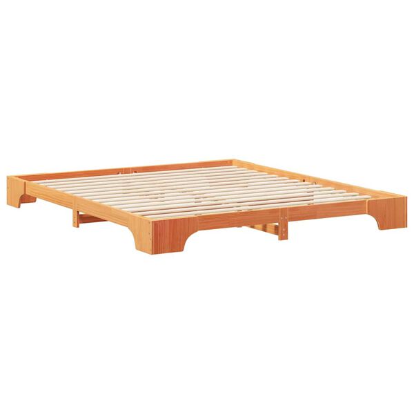 vidaXL Bedframe Bruin 200 x 210 cm Massief grenenhout