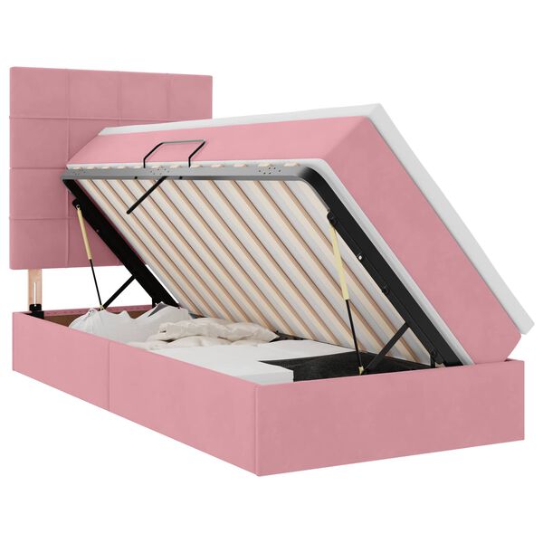 vidaXL Opslag bed met matras met matras Roze 90 x 200 cm Fluweel