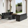 vidaXL Tuin Sofa Set met kussen 11 pcs Zwart poly rattan
