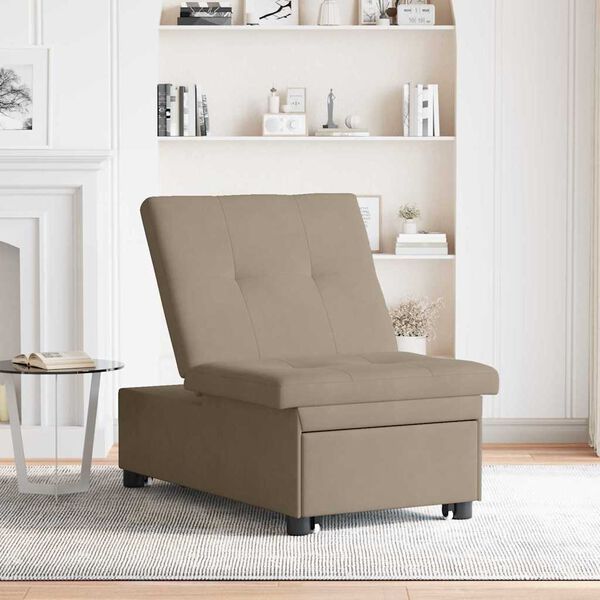 vidaXL Uittrekbare Slaapbank Taupe 194 x 67 x 82 cm Microvezel