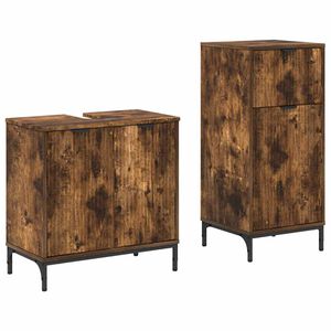 vidaXL Badkamermeubelset 2 pcs Gerookt eiken Geperst Hout en Metaal