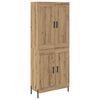 vidaXL Hoge kast 2 pcs Artisan Eiken Bewerkt hout