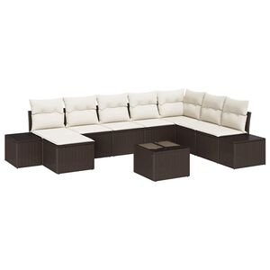 vidaXL Tuin Sofa Set met kussen 8 pcs Bruin en Cr&egrave;me poly rattan