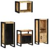 vidaXL Badkamermeubelset 4 st Bruin en zwart Massief Mango Hout