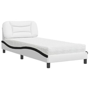 vidaXL Bed met matras "Hvar" kunstleer zwart en wit 80x200 cm