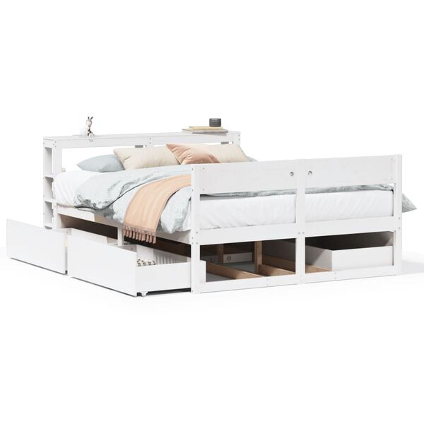 vidaXL Bedframe zonder matras massief grenenhout wit 160x200 cm