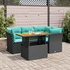 vidaXL 5-delige Loungeset met kussens poly rattan zwart