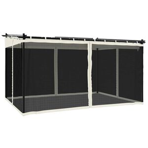 vidaXL Prieel met zijwanden van gaas 4x3 m staal cr&egrave;mekleurig