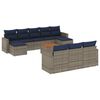 vidaXL 11-delige tuinbankset met kussens, grijs polyrotan