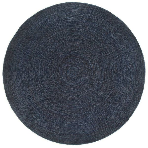 vidaXL Vloerkleed omkeerbaar rond 150 cm jute marineblauw en naturel
