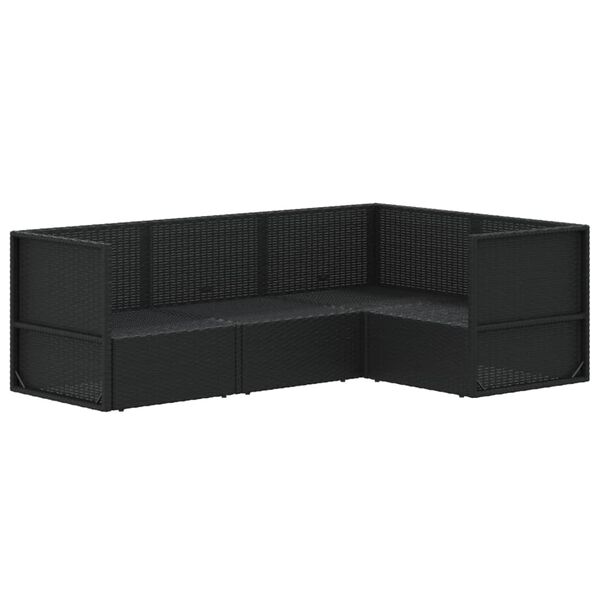 vidaXL 4-delige Loungeset met kussens poly rattan zwart