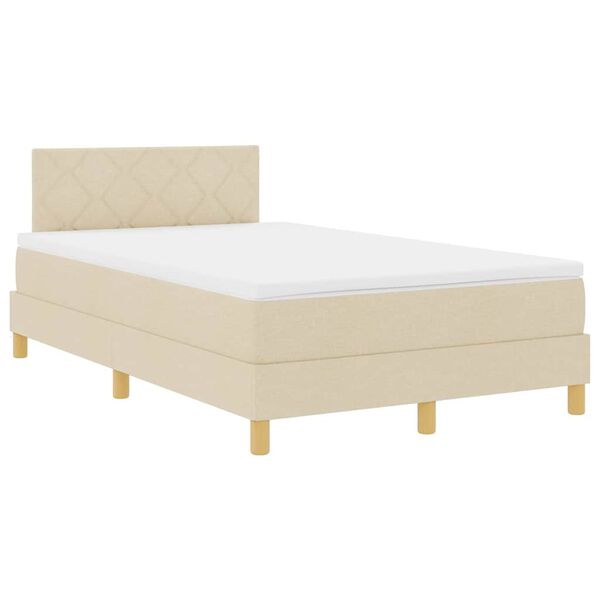 vidaXL Boxspringbed met matras met hoofdeinde Cr&egrave;me 120 x 190 cm Stof