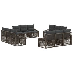 vidaXL Tuinbankenset 12 pcs Grijs poly rattan