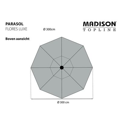 Madison Parasol Flores Luxe rond 300 cm lichtgrijs