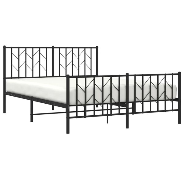 vidaXL Bedframe met hoofd- en voeteneinde metaal zwart 135x190 cm