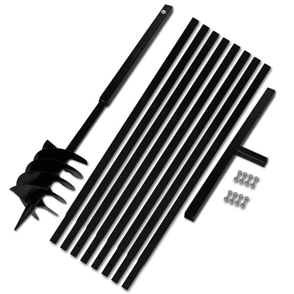 Grondboor met handvat 180 mm en verlengstukken 9 m (staal)