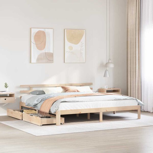 vidaXL Bedframe met lades massief grenenhout 180x200 cm