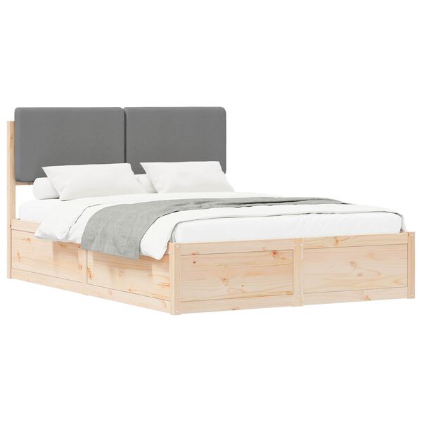 vidaXL Bedframe met Gevoerd Hoofdgedeelte Lichtgrijs 160 x 200 cm