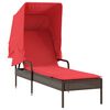 vidaXL Ligstoel met luifel bruin poly rattan