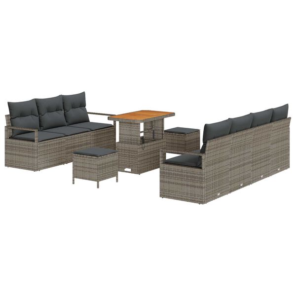 vidaXL Tuin Sofa Set met kussen met opslag met kussen 10 pcs Grijs