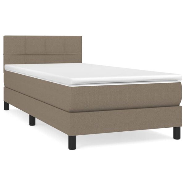 vidaXL Boxspring met matras stof taupe 90x200 cm