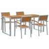 vidaXL Tuin eettafelset 5 st Grijs Massief Acaciahout