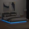 vidaXL Bedframe met hoofdbord en LED grijs sonoma eiken 180x200 cm