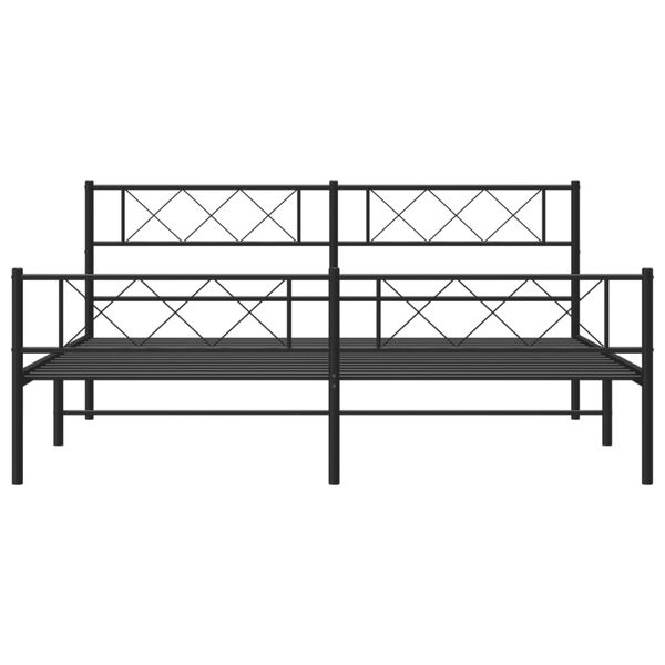 vidaXL Bedframe met voetbord zonder matras metaal zwart 180x200 cm