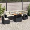 vidaXL 7-delige Loungeset met kussens poly rattan zwart