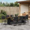 vidaXL Tuin eettafelset 9 pcs Zwart poly rattan