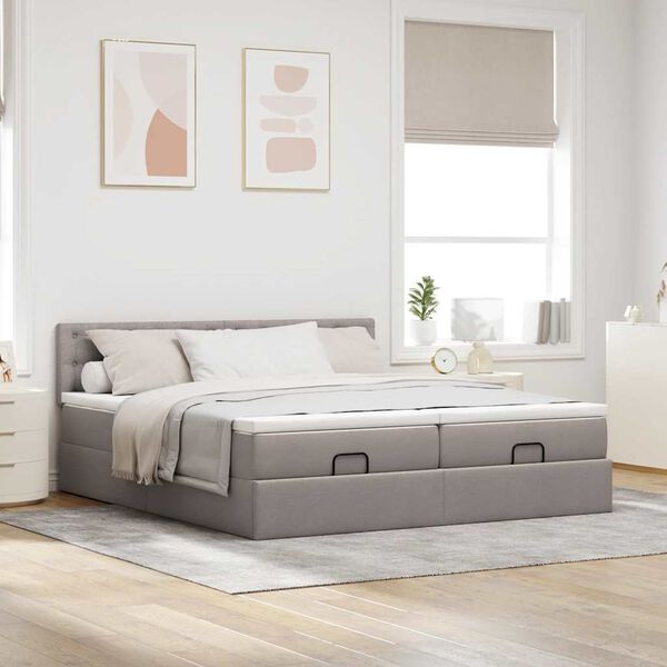 vidaXL Ottoman bed met matrassen en LED's 180x200cm stof taupe