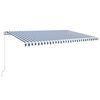 vidaXL Luifel handmatig uittrekbaar met LED 500x350 cm blauw en wit