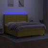 vidaXL Boxspring met matras en LED stof groen 160x200 cm