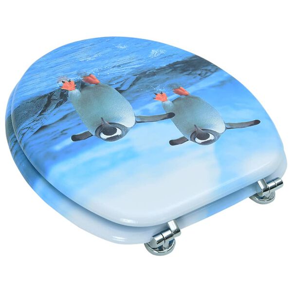 vidaXL Toiletbril met deksel pinguïn MDF