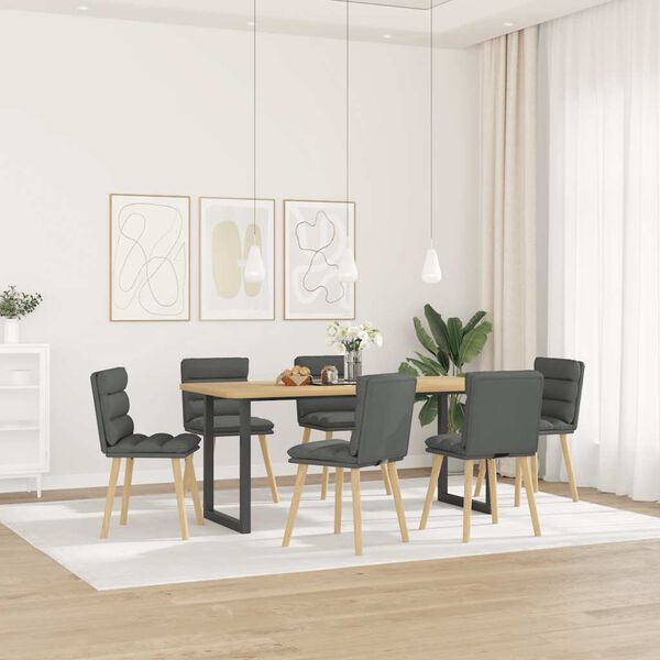 vidaXL Eetkamerstoelen 6 st stof donkergrijs