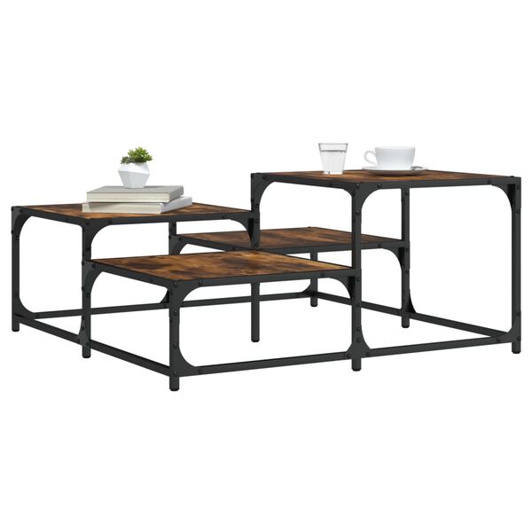 vidaXL Salontafel 87,5x87,5x40 cm bewerkt hout gerookt eikenkleurig