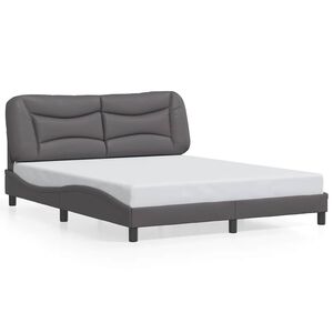 vidaXL Bedframe zonder matras "Hvar" kunstleer grijs 160x200 cm