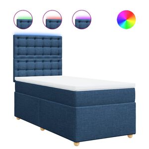 vidaXL Boxspring met matras stof blauw 80x200 cm