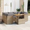 vidaXL 7-delige Loungeset met kussens poly rattan beige