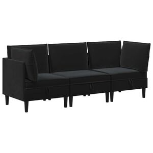 vidaXL Woonkamer Meubelset met kussen met opslag 3 pcs Zwart Fluweel