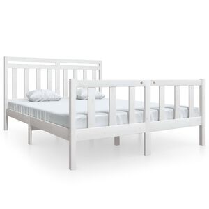 vidaXL Bedframe massief grenenhout wit 160x200 cm
