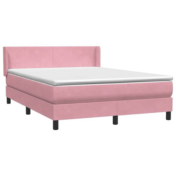 vidaXL Boxspring met matras fluweel roze 160x220 cm